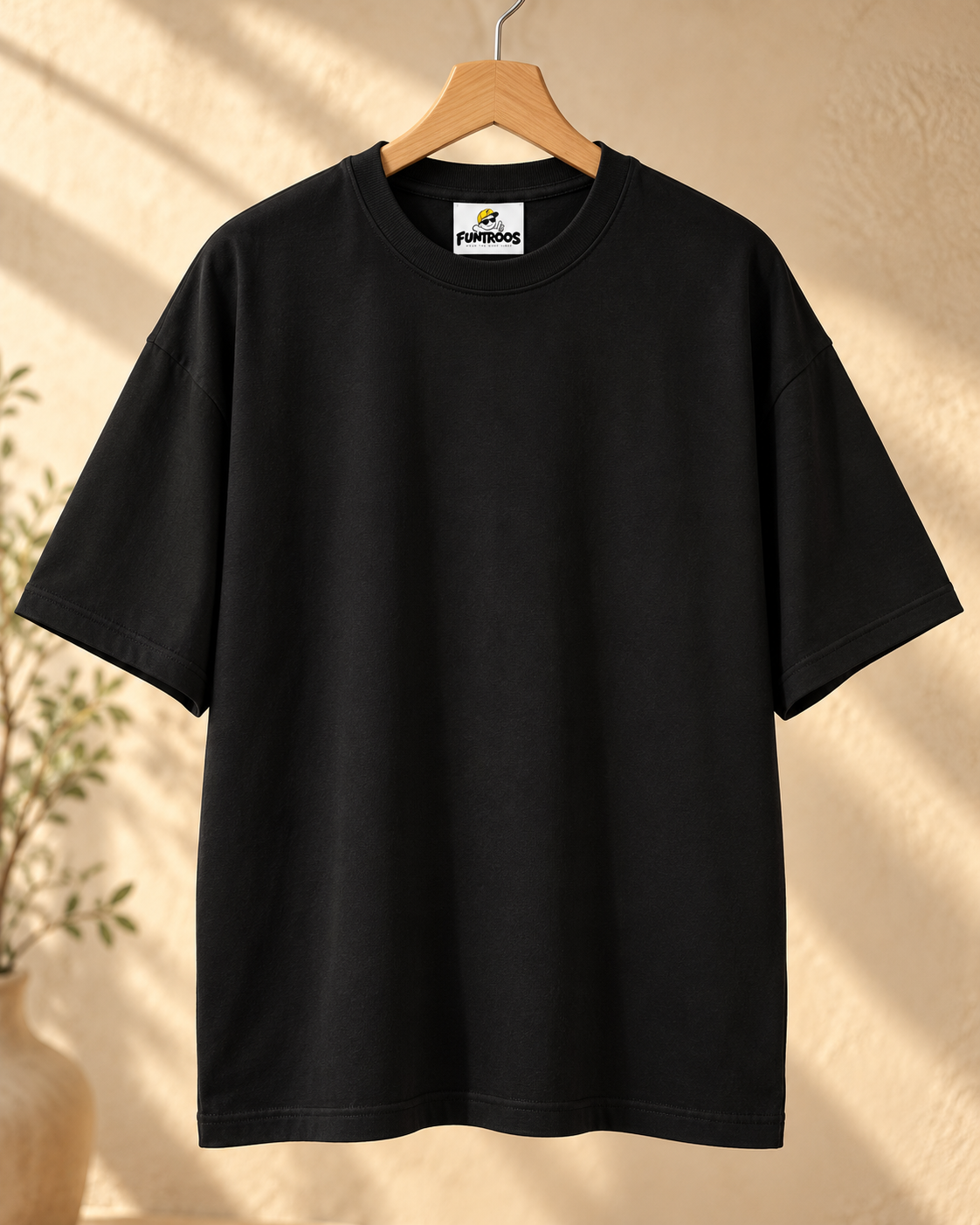 FUNTROOS Black Oversized T-Shirt | 240 GSM Cotton