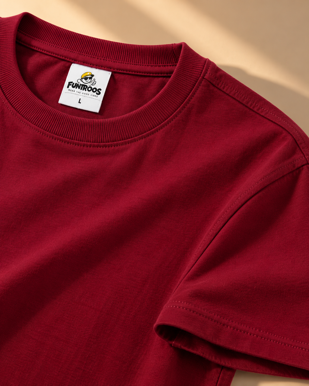 FUNTROOS Maroon Regular Fit T-Shirt | 200 GSM Cotton