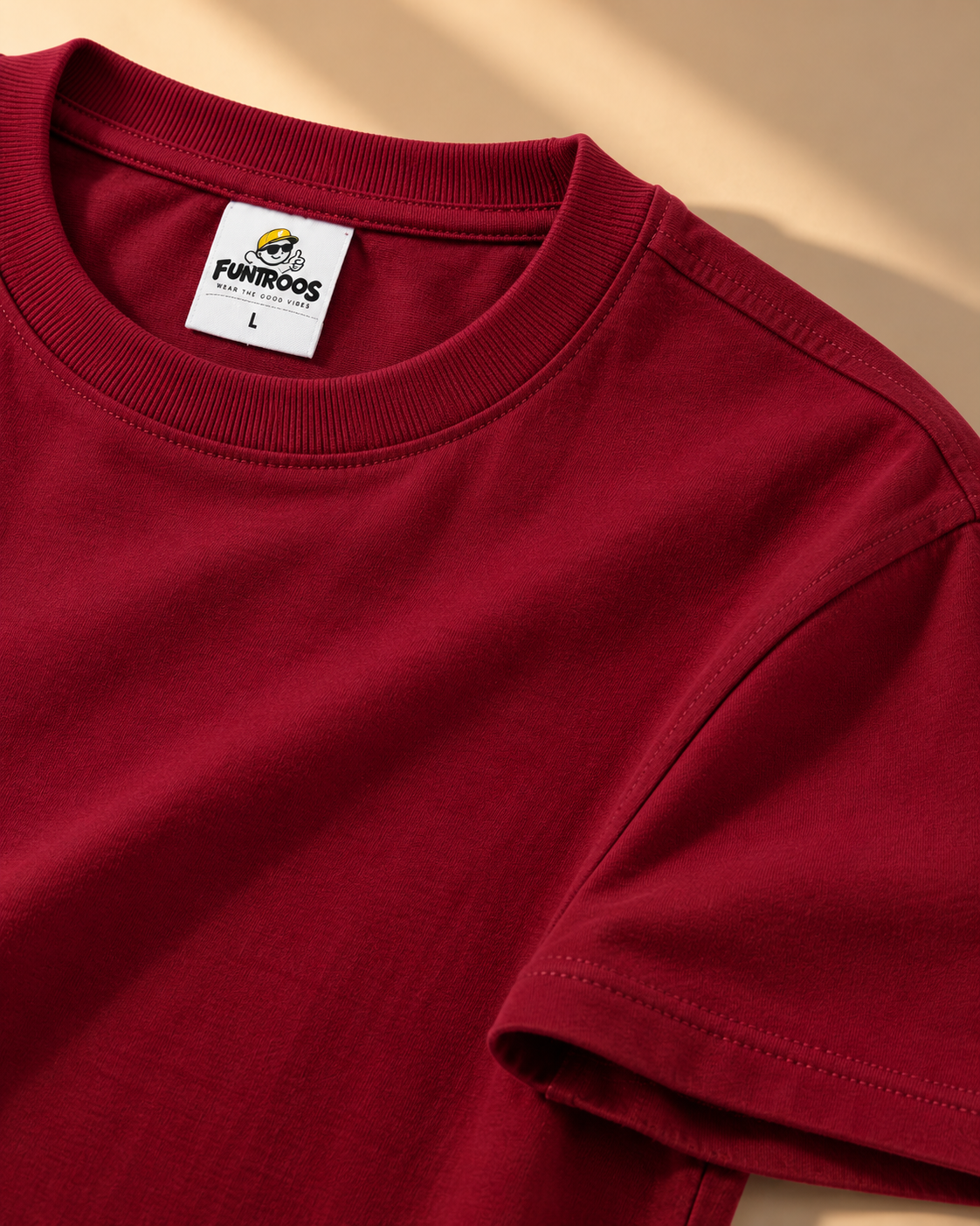 FUNTROOS Maroon Regular Fit T-Shirt | 200 GSM Cotton