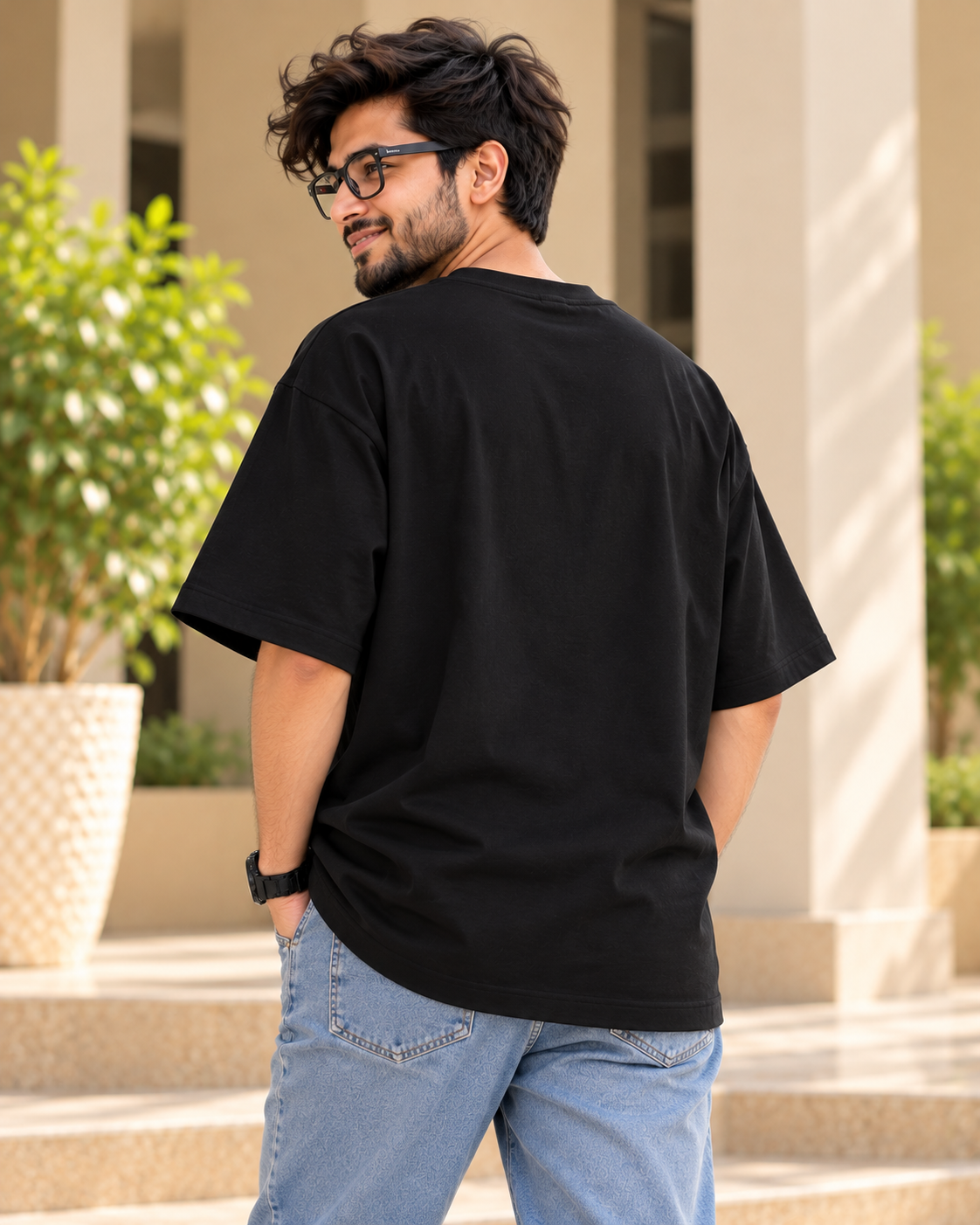FUNTROOS Be Creative in Your Life Black Oversized T-Shirt | 220 GSM-Men