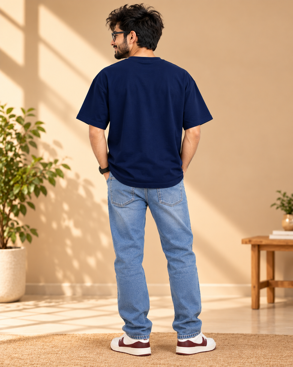 FUNTROOS Navy Blue Regular Fit T-Shirt | 180 GSM Cotton