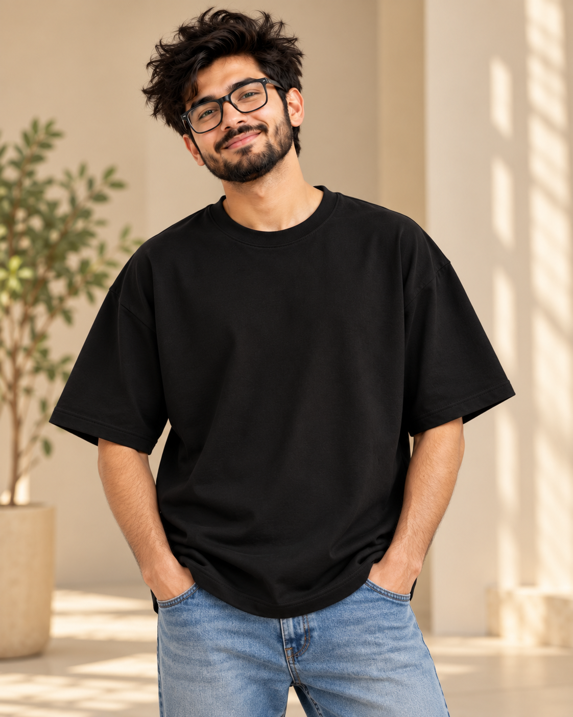 FUNTROOS Black Oversized T-Shirt | 240 GSM Cotton