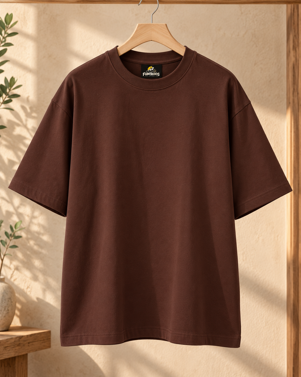 FUNTROOS Brown Oversized T-Shirt | 220 GSM Cotton