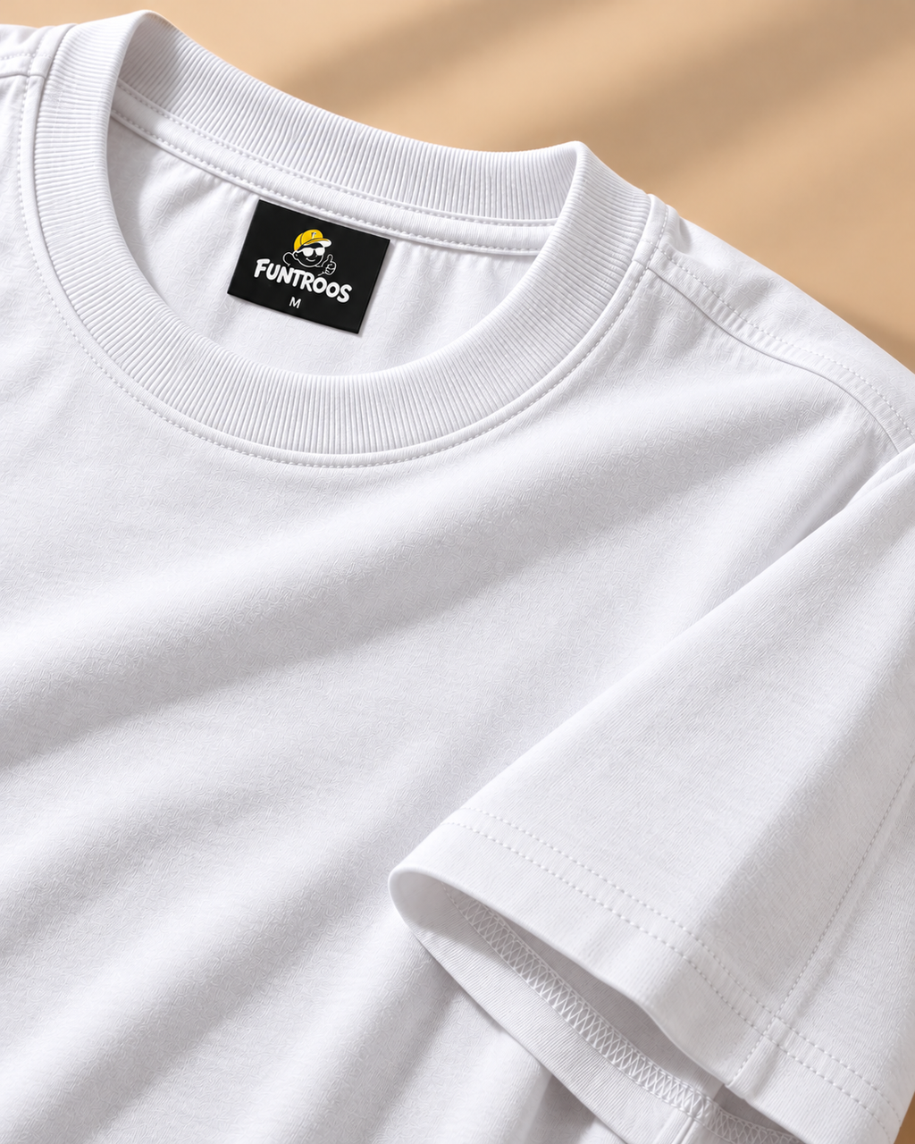 FUNTROOS White Regular Fit T-Shirt | 180 GSM Cotton