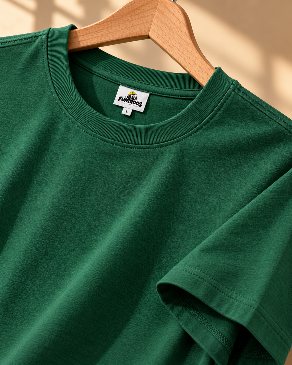 FUNTROOS Bottle Green Regular Fit T-Shirt | 180 GSM Cotton