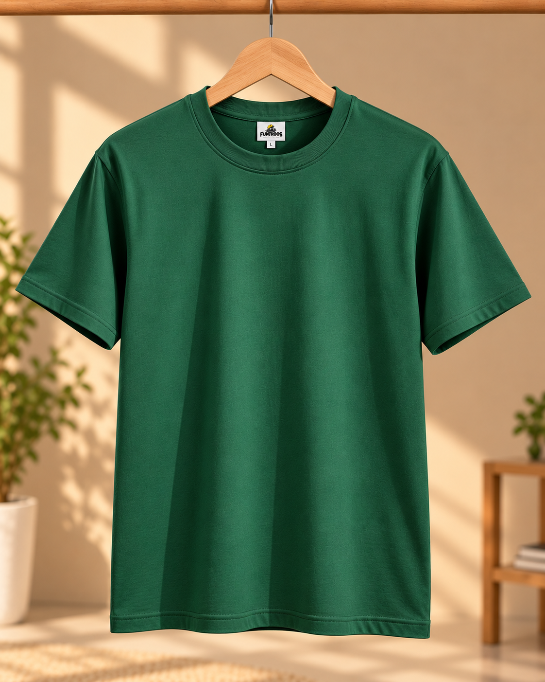 FUNTROOS Bottle Green Regular Fit T-Shirt | 180 GSM Cotton