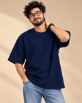 FUNTROOS Navy Blue Oversized T-Shirt | 220 GSM Cotton