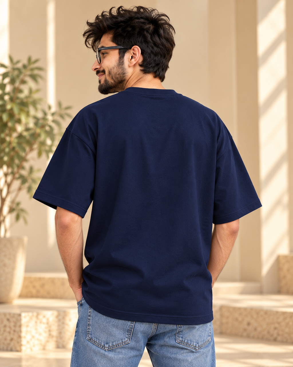 FUNTROOS Navy Blue Oversized T-Shirt | 240 GSM Cotton
