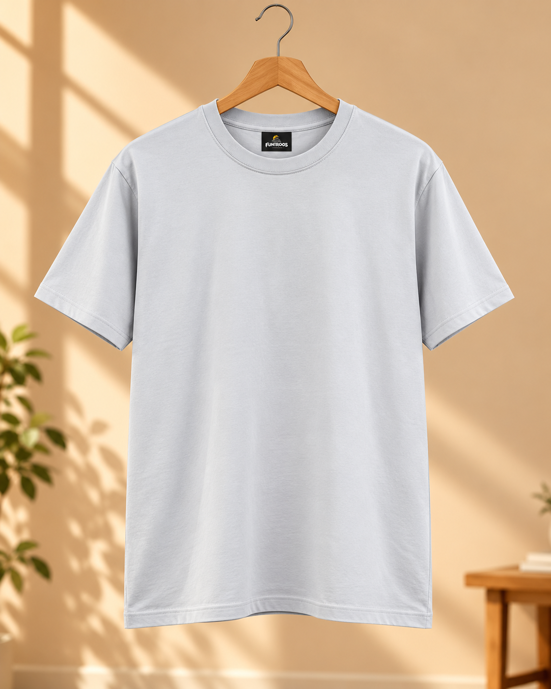 FUNTROOS Grey Regular Fit T-Shirt | 200 GSM Cotton