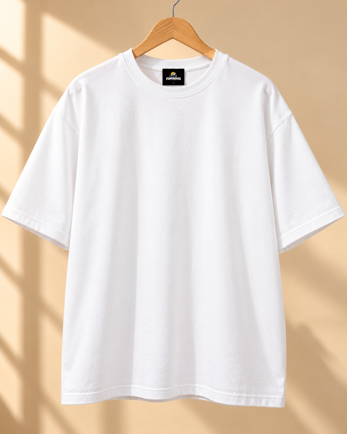 FUNTROOS White Oversized T-Shirt | 220 GSM Cotton