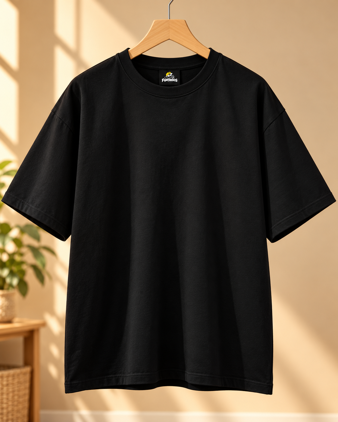 FUNTROOS Black Oversized T-Shirt | 220 GSM Cotton