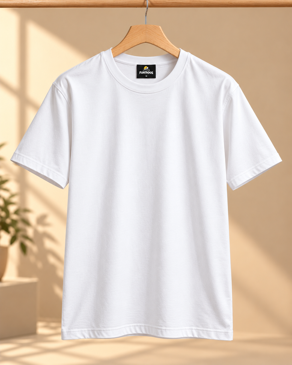 FUNTROOS White Regular Fit T-Shirt | 180 GSM Cotton