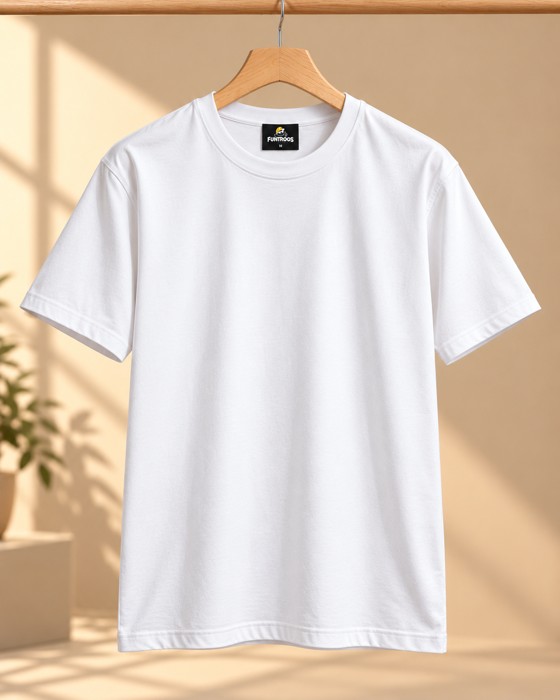 FUNTROOS White Regular Fit T-Shirt | 180 GSM Cotton