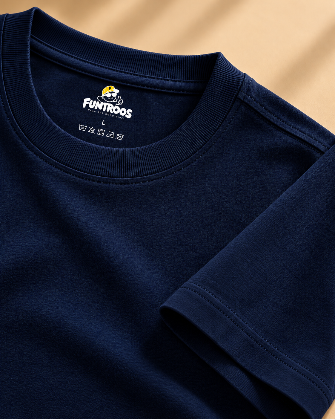 FUNTROOS Navy Blue Regular Fit T-Shirt | 180 GSM Cotton