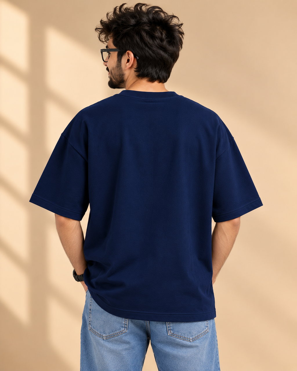 FUNTROOS Navy Blue Oversized T-Shirt | 220 GSM Cotton