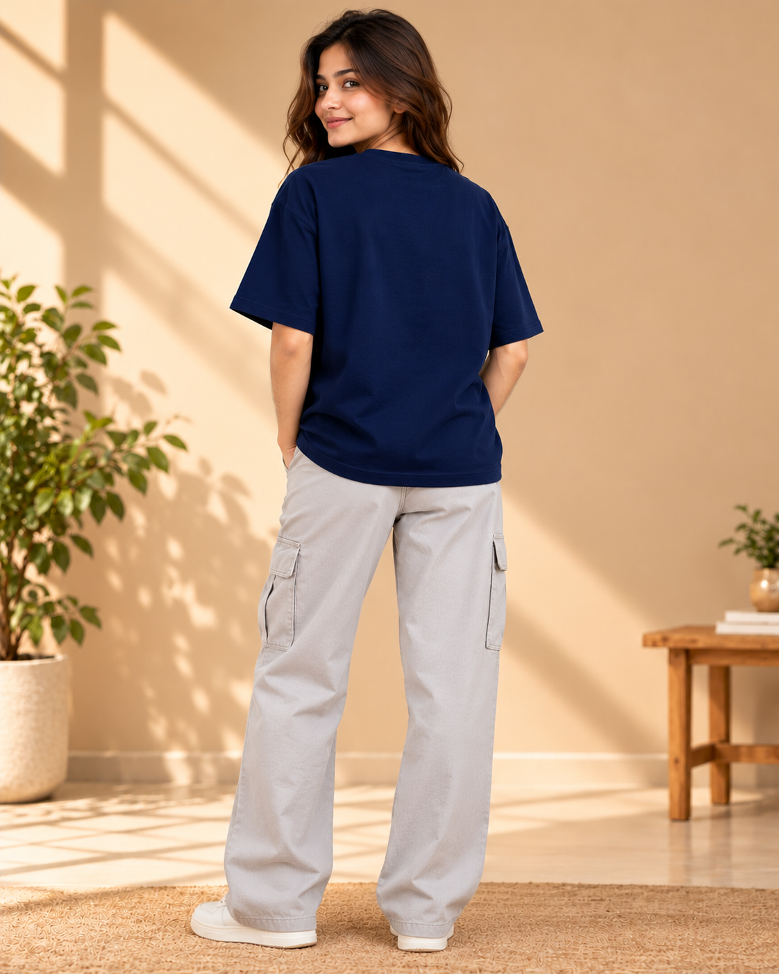 FUNTROOS Navy Blue Regular Fit T-Shirt | 180 GSM Cotton