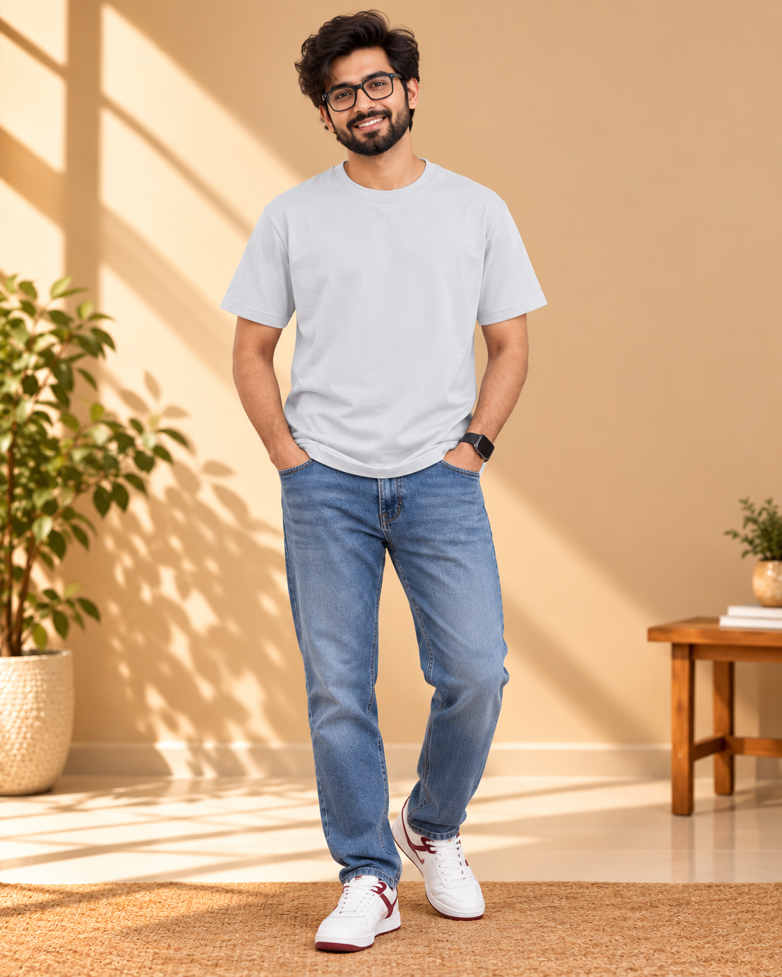 FUNTROOS Grey Regular Fit T-Shirt | 200 GSM Cotton