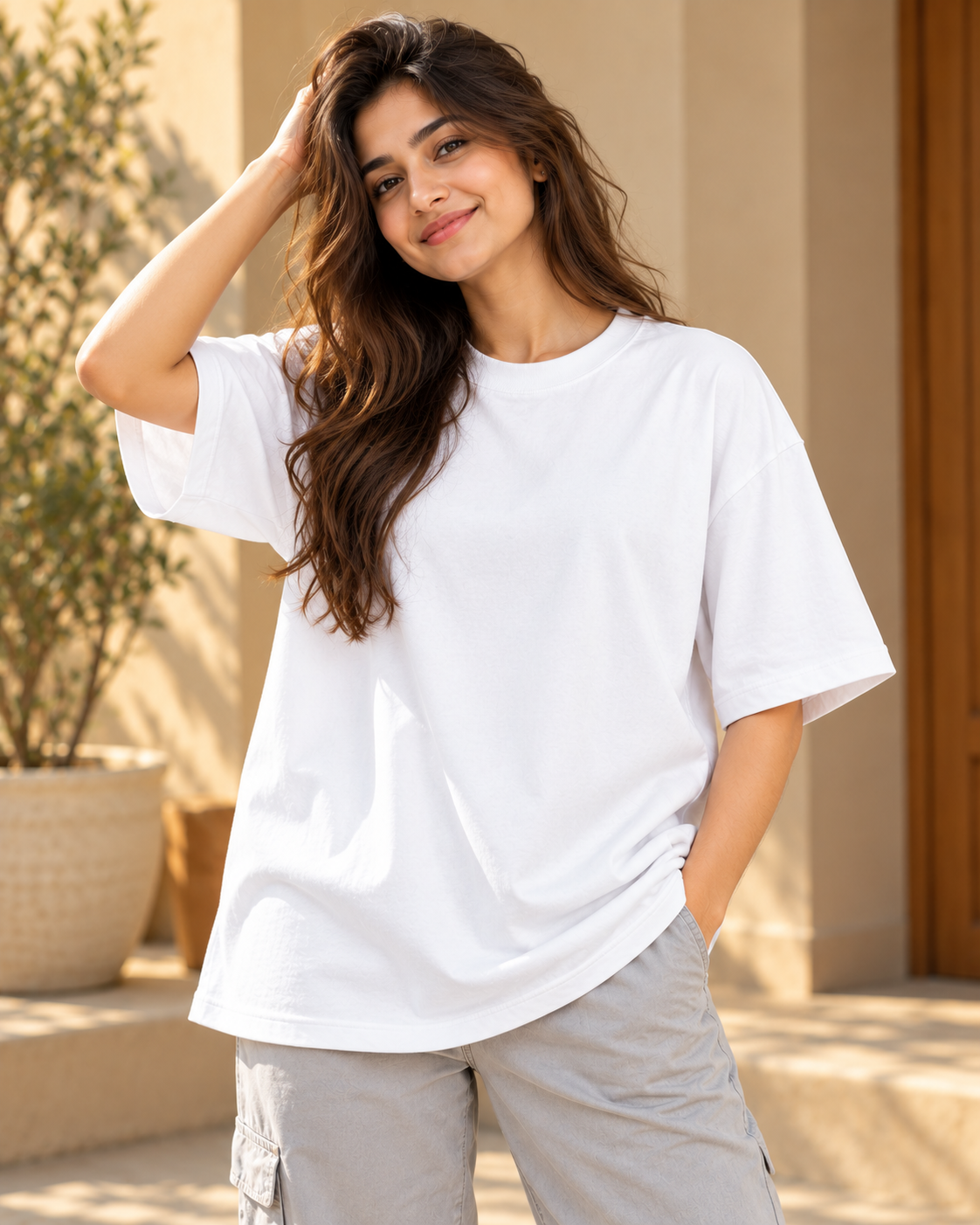 FUNTROOS White Oversized T-Shirt | 240 GSM Cotton