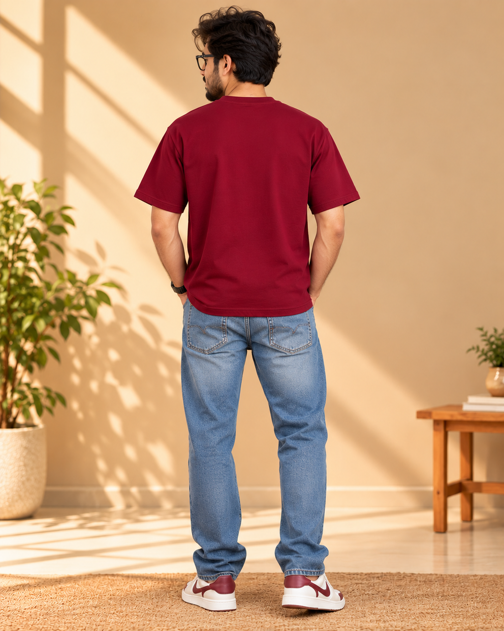 FUNTROOS Maroon Regular Fit T-Shirt | 200 GSM Cotton