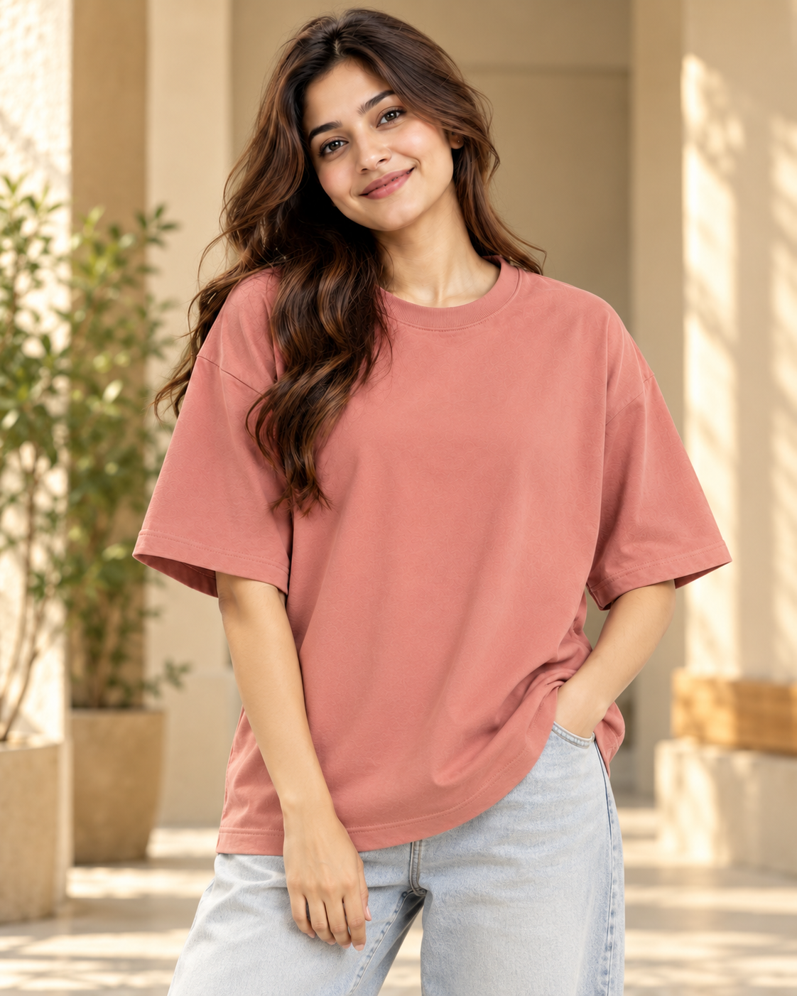 FUNTROOS Pink Oversized T-Shirt | 240 GSM Cotton