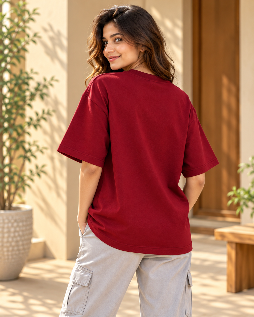 FUNTROOS Maroon Oversized T-Shirt | 240 GSM Cotton