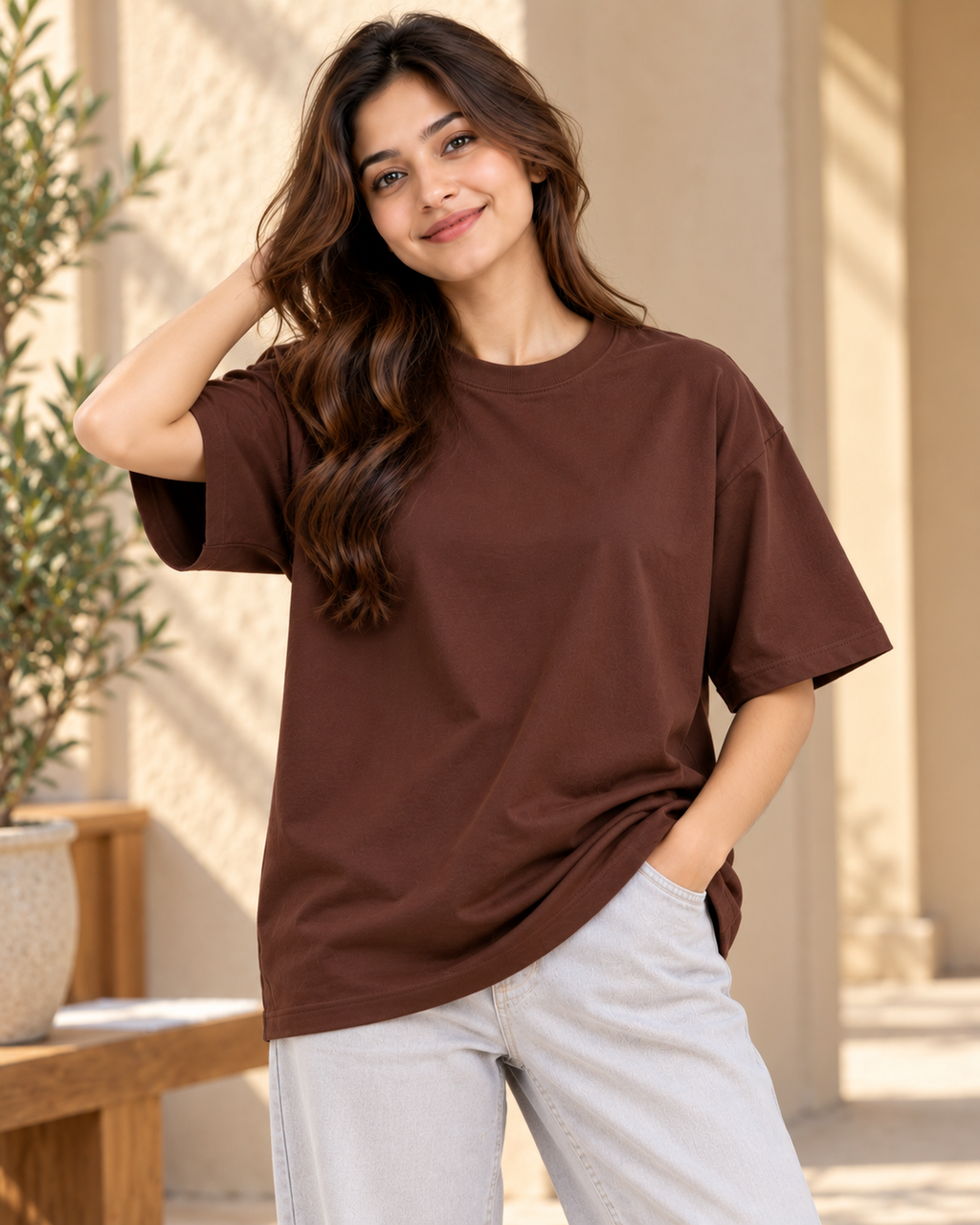 FUNTROOS Brown Oversized T-Shirt | 220 GSM Cotton