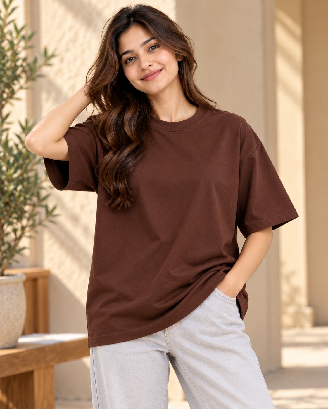 FUNTROOS Brown Oversized T-Shirt | 220 GSM Cotton