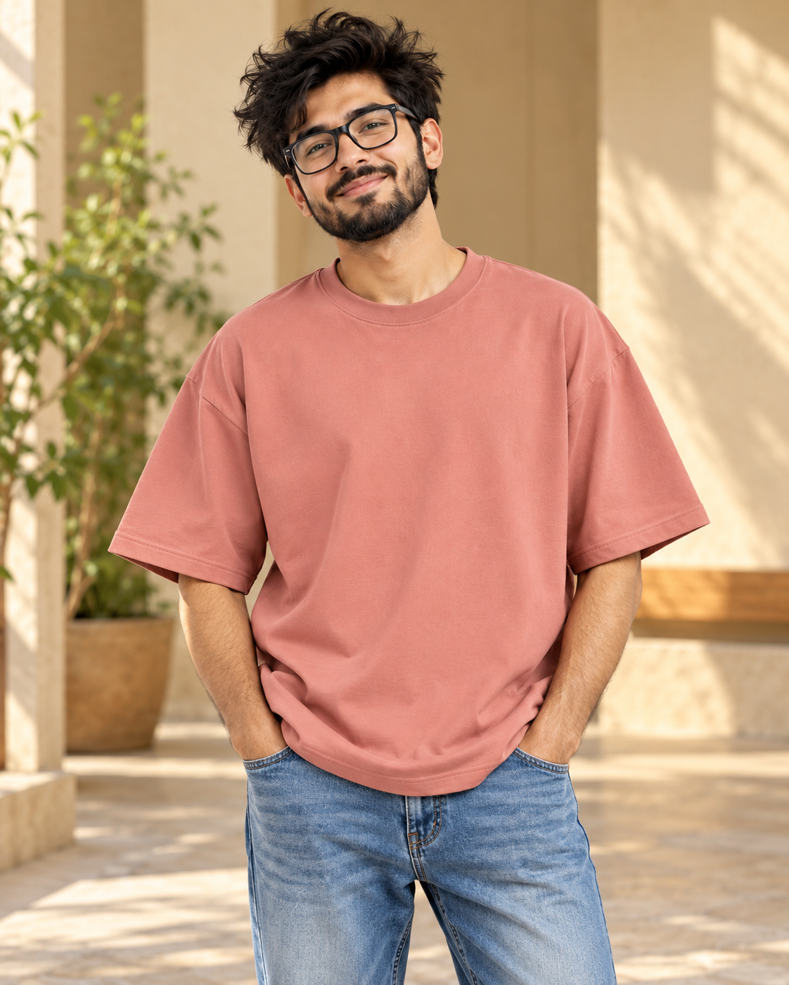 FUNTROOS Pink Oversized T-Shirt | 240 GSM Cotton