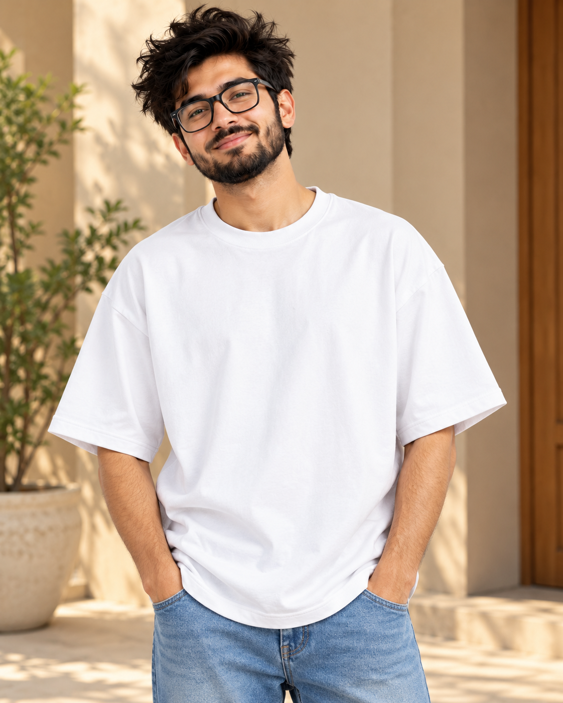 FUNTROOS White Oversized T-Shirt | 240 GSM Cotton