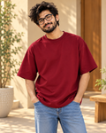 FUNTROOS Maroon Oversized T-Shirt | 240 GSM Cotton