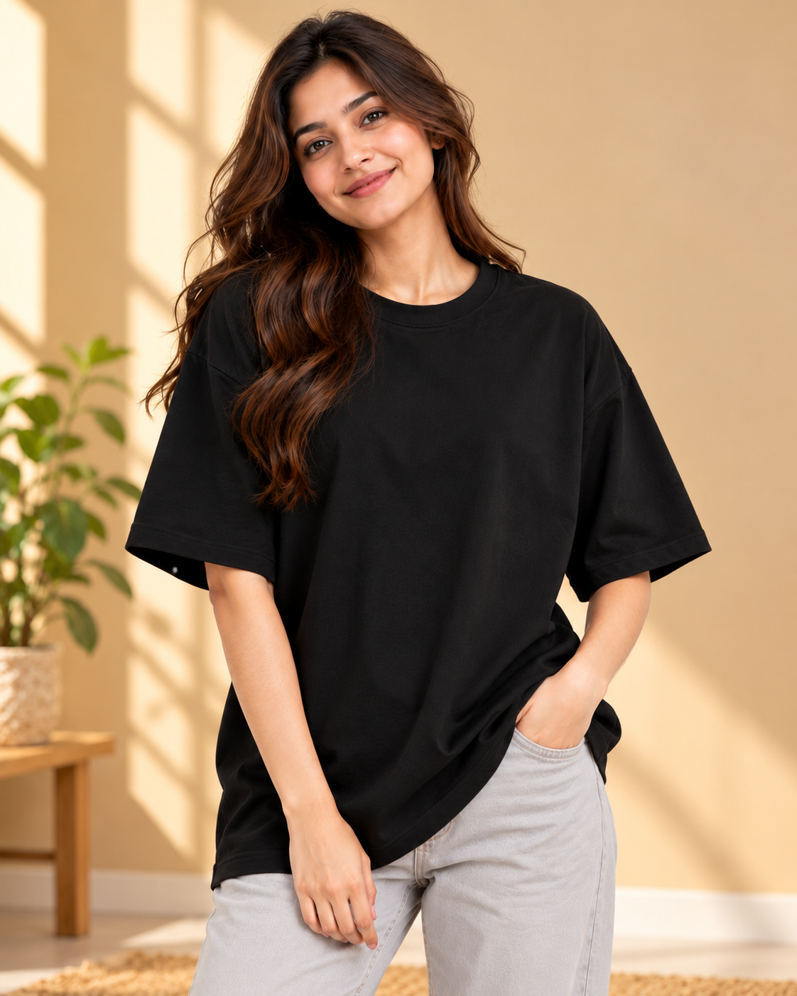 FUNTROOS Black Oversized T-Shirt | 220 GSM Cotton