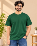 FUNTROOS Bottle Green Regular Fit T-Shirt | 180 GSM Cotton