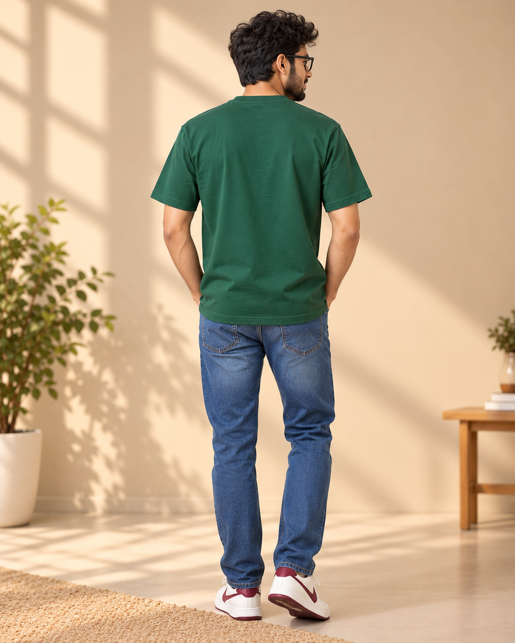 FUNTROOS Bottle Green Regular Fit T-Shirt | 180 GSM Cotton