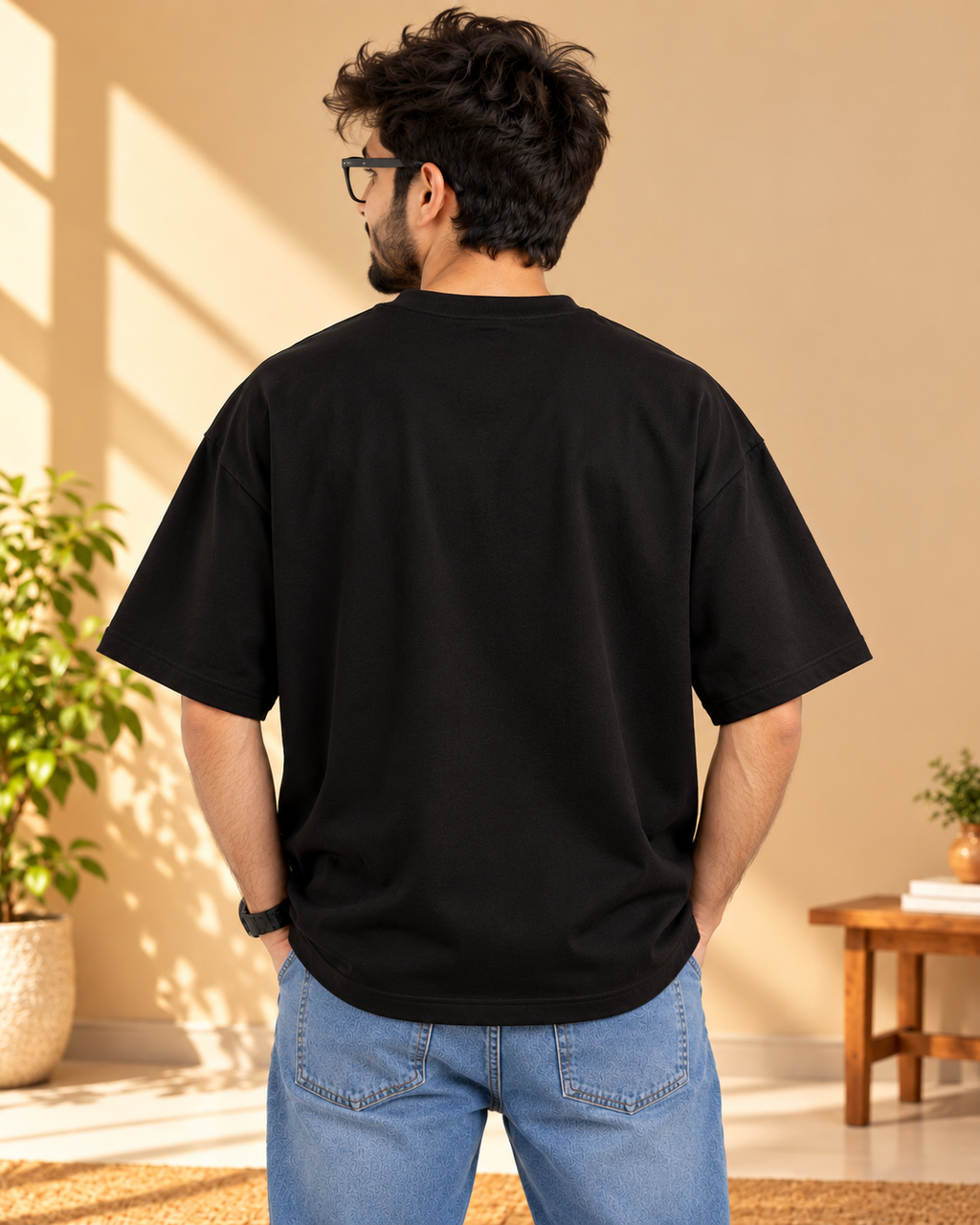 FUNTROOS Black Oversized T-Shirt | 220 GSM Cotton