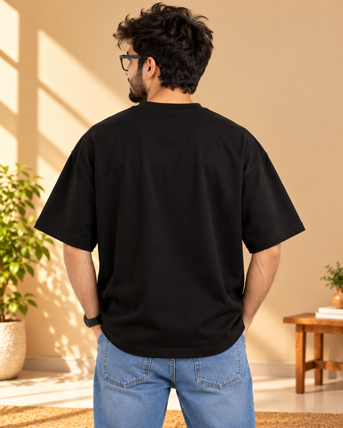 FUNTROOS Black Oversized T-Shirt | 220 GSM Cotton