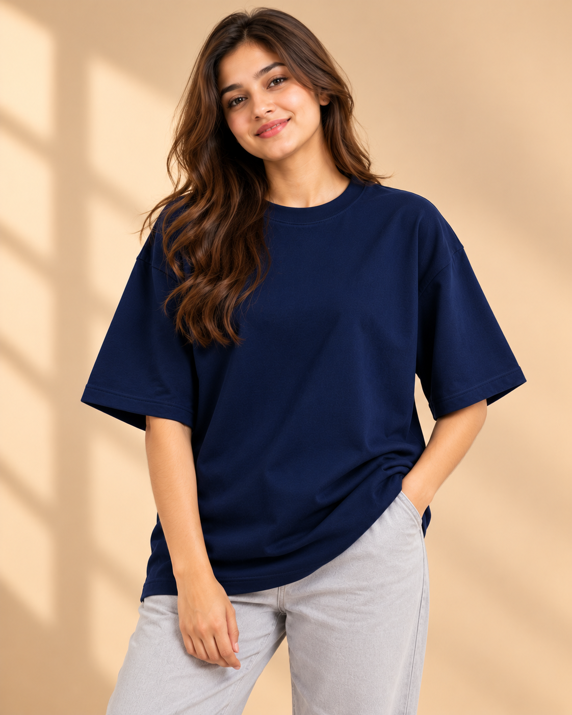 FUNTROOS Navy Blue Oversized T-Shirt | 220 GSM Cotton